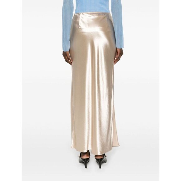 Ferragamo Satin Skirt in Beige 38 New Womens Maxi Gold Long Formal - Picture 14 of 15